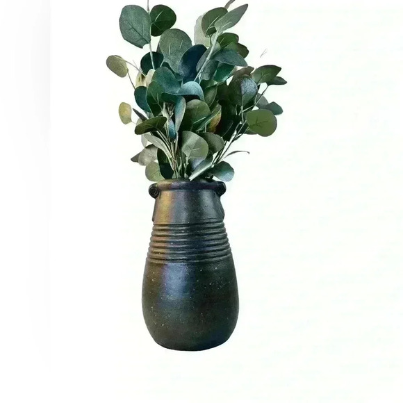 Pier 1 Imports 10” Dark Gray Interior Decorative Vase Rustic Matte Stone - Picture 3 of 6